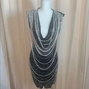 Banjul Black Dress with Pearl Details